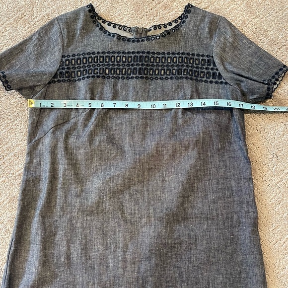 NWT Ann Taylor Chambray Blue Mini Dress, Linen Blend, Short Sleeves, Size 2P - Picture 7 of 15